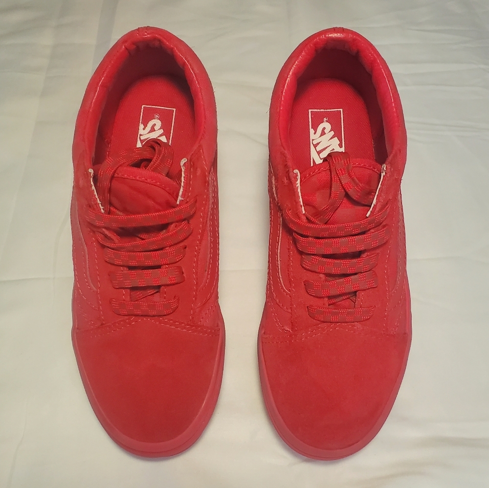 VANS Old Skool Triple Red Checkered Canvas/Suede Lace Up
